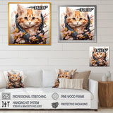 Adorable Cat in springtime flowers - Cat Home Decor Art