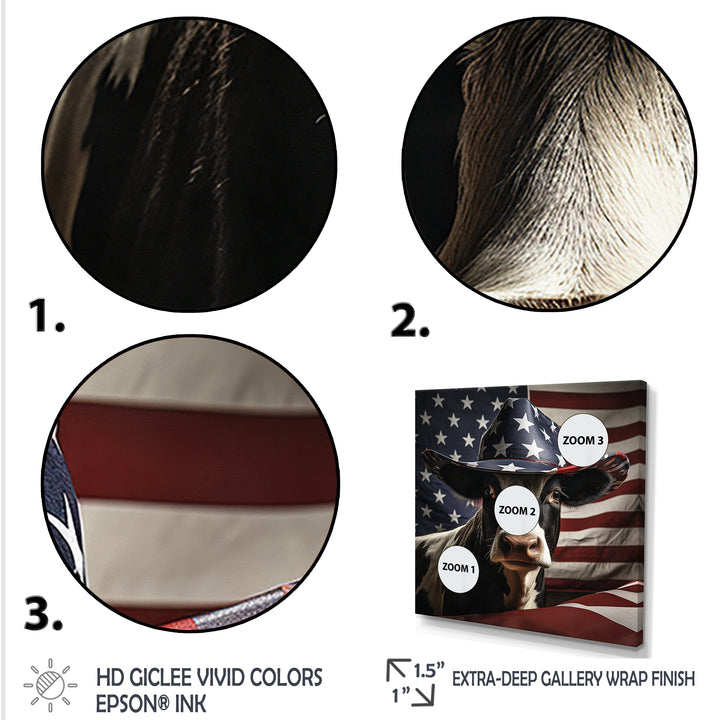 Patriotic Cow in USA - Cow Living Room Wall Art