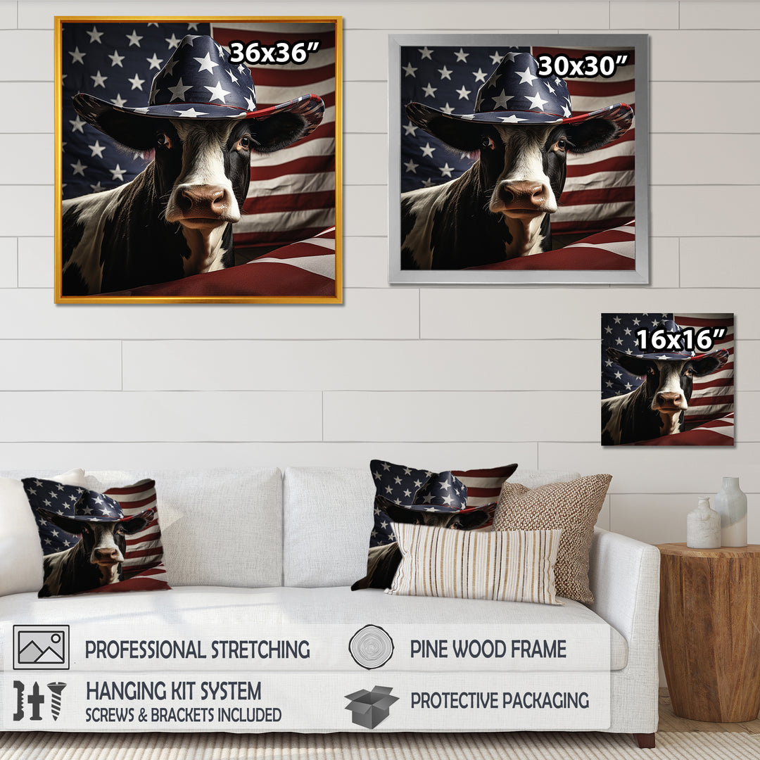 Patriotic Cow in USA - Cow Living Room Wall Art