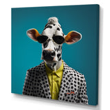 Sunglass suited cow fashion - Cow Canvas Wall Art