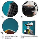 Sunglass suited cow fashion - Cow Canvas Wall Art