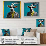 Sunglass suited cow fashion - Cow Canvas Wall Art