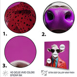 Purple sunglass suited cow fashion - Cow Canvas Wall Art