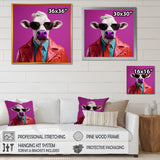 Purple sunglass suited cow fashion - Cow Canvas Wall Art