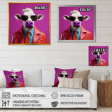 Purple sunglass suited cow fashion - Cow Canvas Wall Art