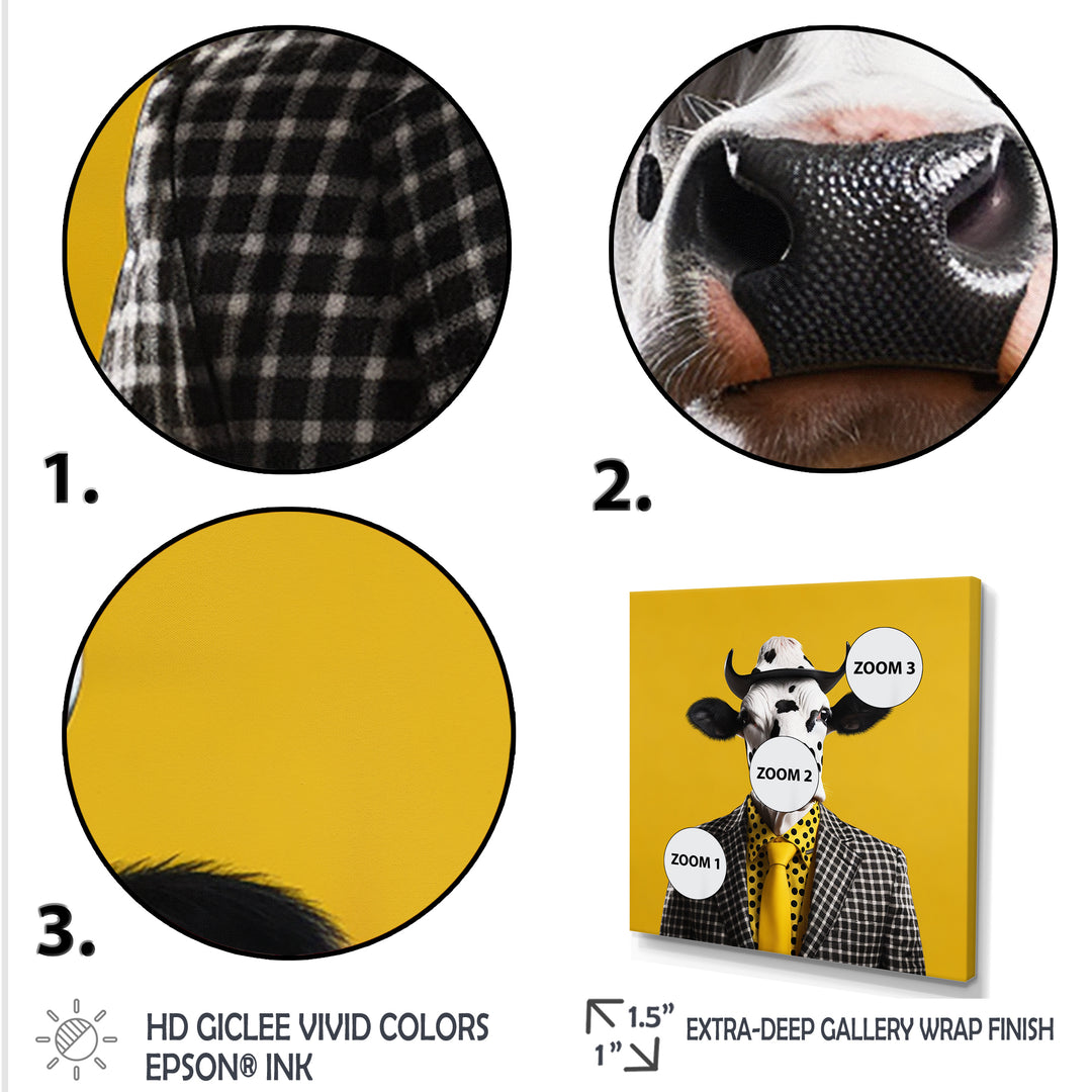 Yellow sunglass suited cow fashion - Cow Wall Decor