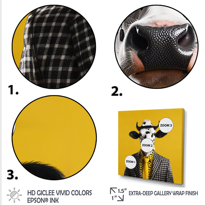 Yellow sunglass suited cow fashion - Cow Wall Decor