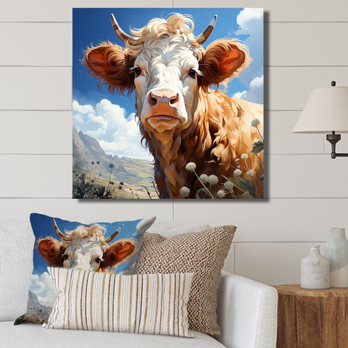 Cow portrait in a flower meadow - Cow Wall Art Prints
