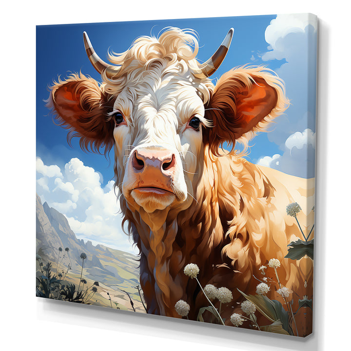 Cow portrait in a flower meadow - Cow Wall Art Prints
