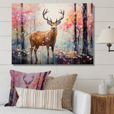 Deer in Shimmering floral forest - Deer Landscape Home Decor Art