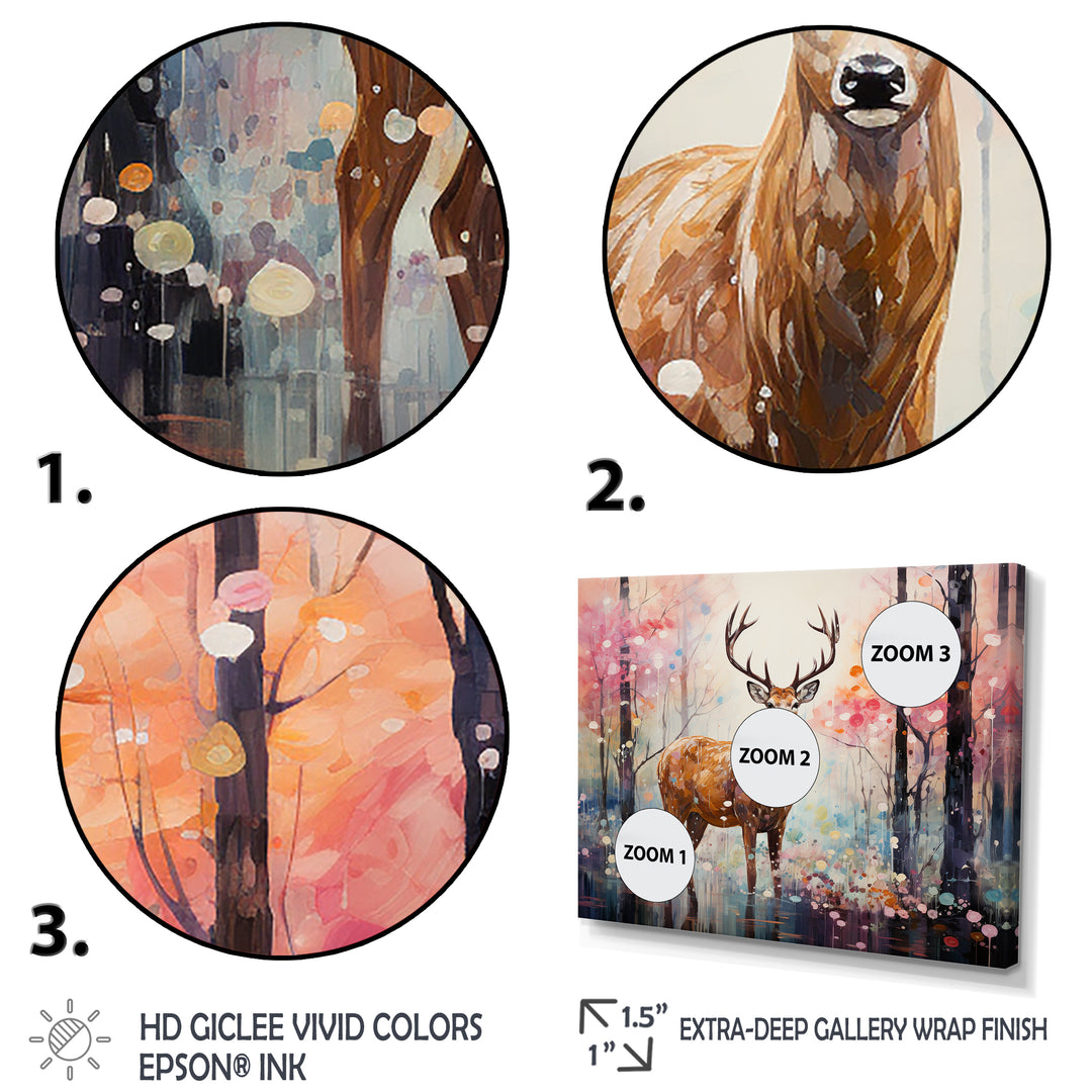 Deer in Shimmering floral forest - Deer Landscape Home Decor Art