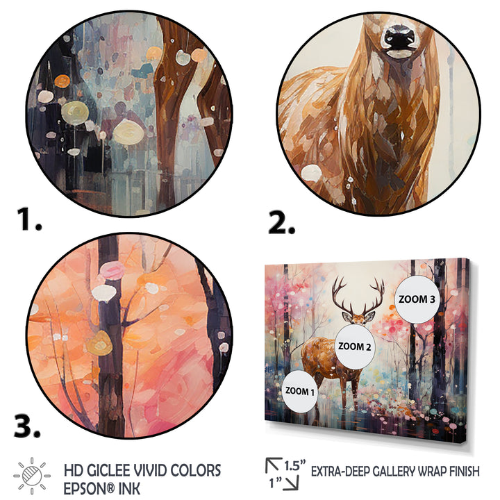 Deer in Shimmering floral forest - Deer Landscape Home Decor Art