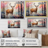 Deer in Shimmering floral forest - Deer Landscape Home Decor Art