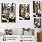 Cute Baby Deer portrait in winter - Animals Canvas Wall Art