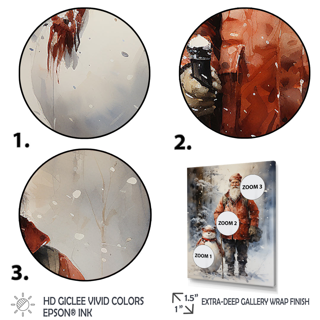 Santa and his snowman in winter wonderland - Deer Bedroom Wall Art