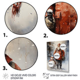 Santa and his snowman in winter wonderland - Deer Bedroom Wall Art