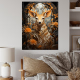 Floral Deer portrait beauty - Deer Landscape Wall Decor