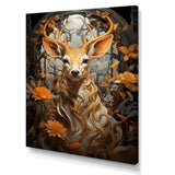 Floral Deer portrait beauty - Deer Landscape Wall Decor