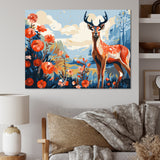 Red and blue Deer in forest - Deer Landscape Wall Art Prints