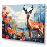 Red and blue Deer in forest - Deer Landscape Wall Art Prints