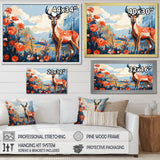 Red and blue Deer in forest - Deer Landscape Wall Art Prints