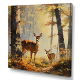 Deer family in the woods III - Animals Canvas Wall Art