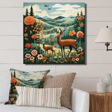 Orange and green Deer family wood serenity  - Animals Canvas Wall Art