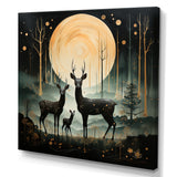 Wondering night deer family elegance - Deer Landscape Canvas Wall Art
