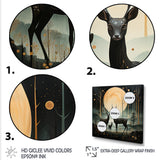 Wondering night deer family elegance - Deer Landscape Canvas Wall Art