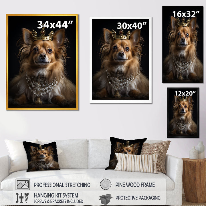 Crowned Royal bloodhound Pomeranian Dog - Yellow Dog Wall Art