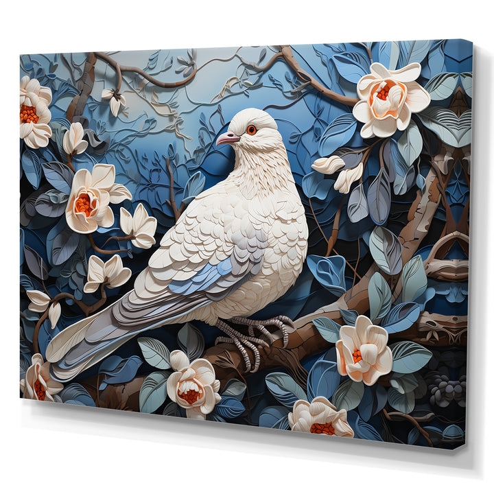 White and blue dove floral Springtime - Dove Bedroom Wall Art