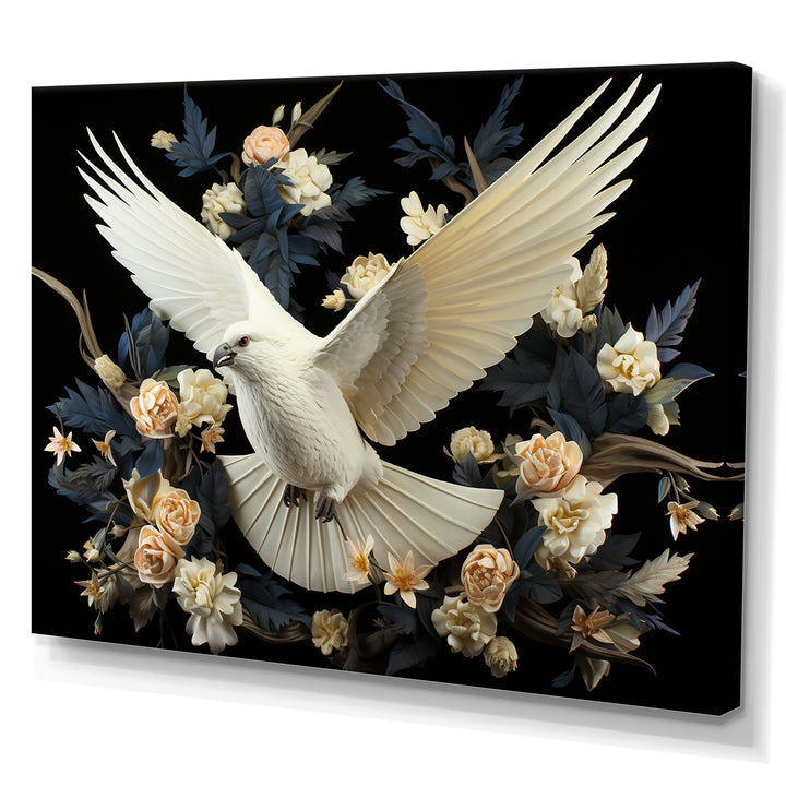 Springtime floral dove - Dove Canvas Wall Art
