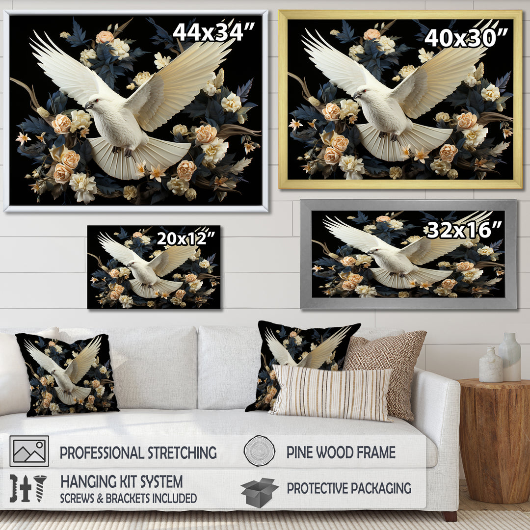 Springtime floral dove - Dove Canvas Wall Art
