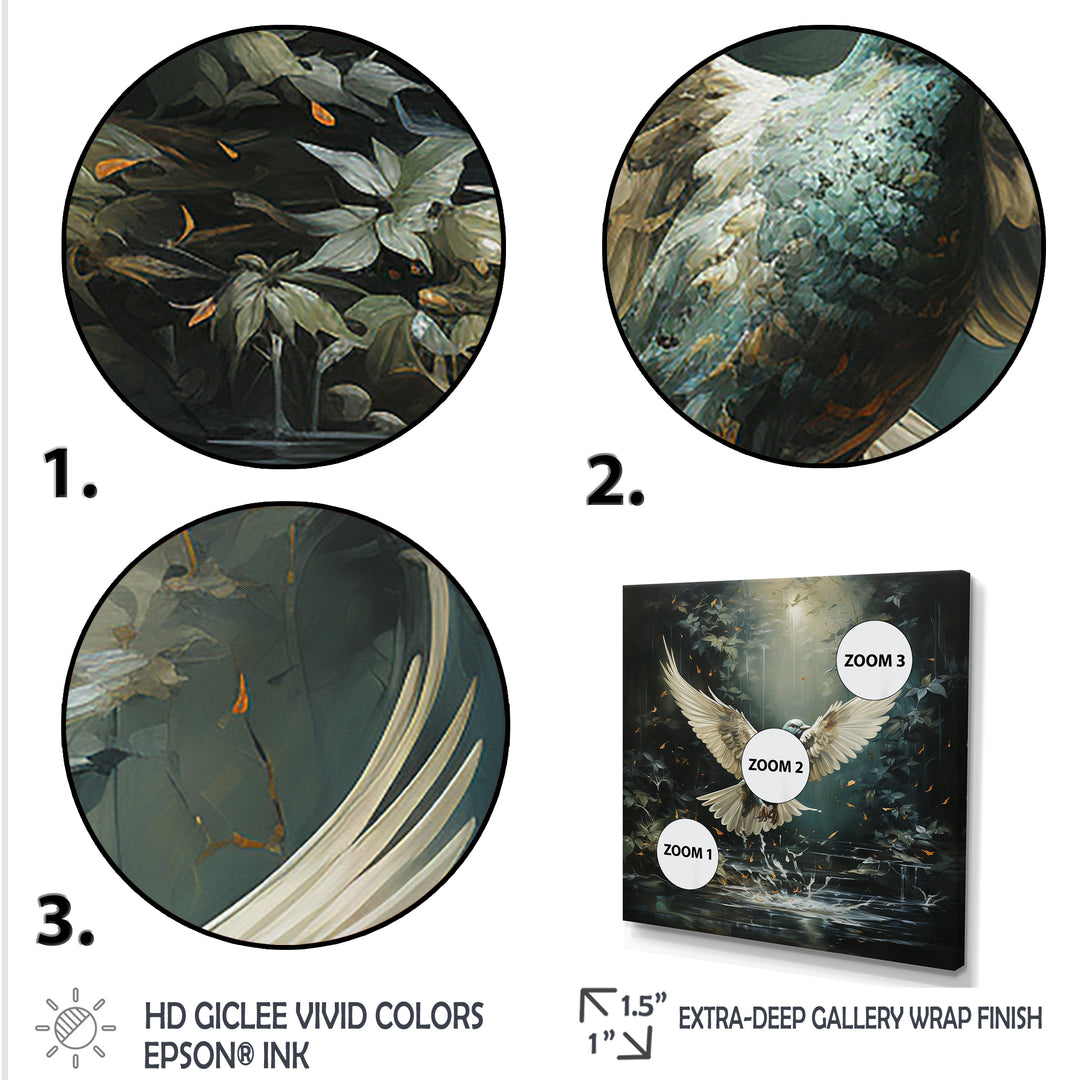 Green and white Dove take off harmony - Dove Wall Decor