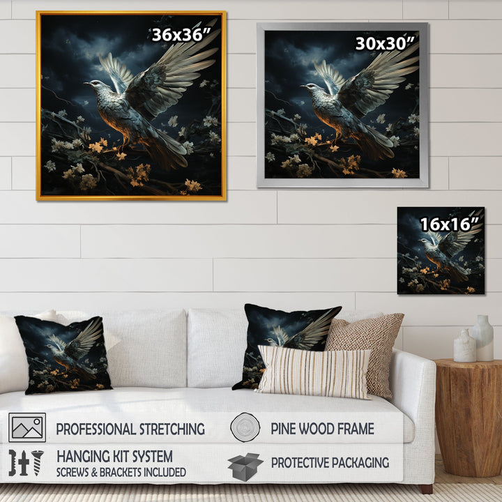 Blue and white Dove take off harmony - Dove Wall Art Prints