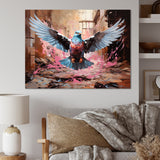 Blue and pink Pigeon in Flight - Pink Pigeon Wall Art