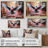Blue and pink Pigeon in Flight - Pink Pigeon Wall Art