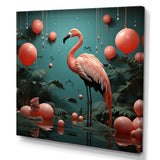 Playful Flamingo Match Feather Ping Pong - Flamingo Bedroom Wall Art