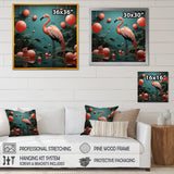 Playful Flamingo Match Feather Ping Pong - Flamingo Bedroom Wall Art