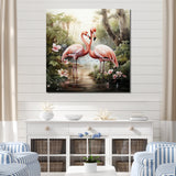 Tropical Love Flamingos - Flamingo Canvas Wall Art