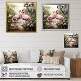 Tropical Love Flamingos - Flamingo Canvas Wall Art