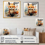 Nursery Fox Portrait blooms - Animals Canvas Wall Art