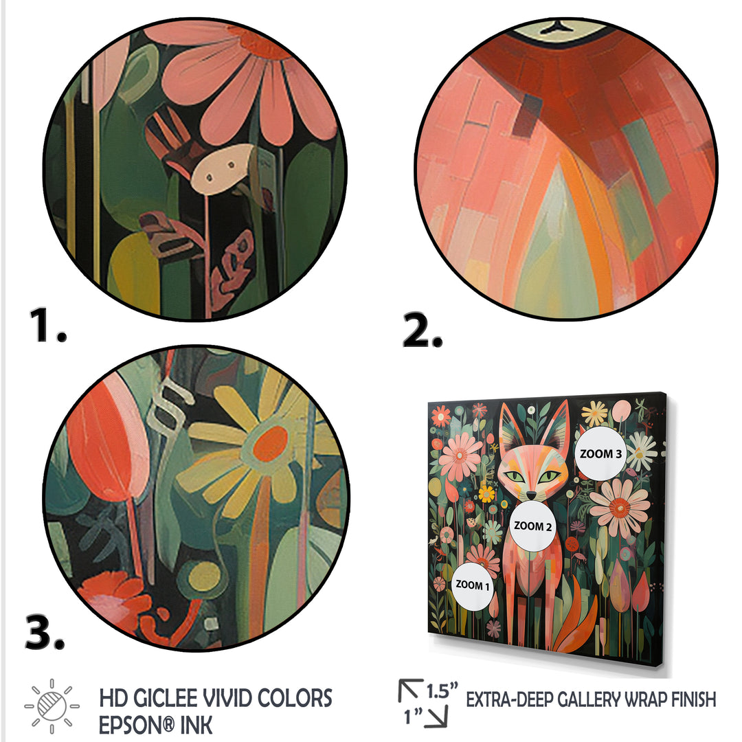 Pink and green fox in matisse style - Fox Wall Art Prints