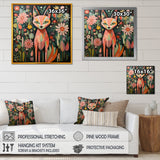 Pink and green fox in matisse style - Fox Wall Art Prints