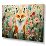 Orange and pink Fox in mattise style IV - Animals Canvas Wall Art