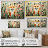 Orange and pink Fox in mattise style IV - Animals Canvas Wall Art