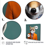 Orange and green suited up fox fashion - Orange Fox Wall Art