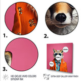 Orange and pink suited up fox fashion - Fox Large Canvas Wall Art