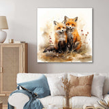 Foxs elegant forest florals grace II - Animals Canvas Wall Art