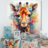 Colorful floral Giraffe Portrait - Giraffe Wall Art Prints